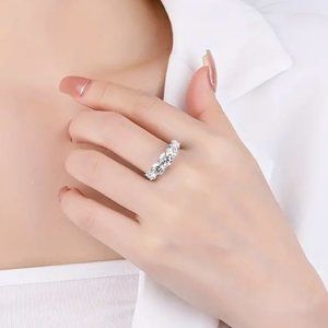 Moissanite Diamond Ring 3.8 Carat Five Stone Certified 925 Band SZ 10 NEW IN BOX